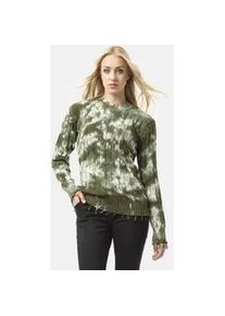 Cipo & Baxx Strickpullover CIPO & BAXX "WP268", Damen, Gr. S, gr&uuml;n, 100% Baumwolle, gemustert, regular fit, Rundhals, Rippb&uuml;ndchen, Pullover Strickpullover, Tie-Dye Optik