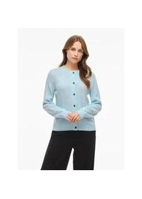 Strickjacke Vila "VIVIOLI O-NECK RIB KNIT CARDIGAN-NOOS", Damen, Gr. L, nantucket breeze detail:melange, Strick, Obermaterial: 67% Polyacryl, 30% Polyester, 3% Elasthan, meliert, regular fit normal, Rundhals, Rippstrickb&uuml;ndchen, Strickjacken Strickjacke