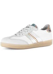 Sneaker Gabor, Damen, Gr. 42, wei&szlig; kombiniert, Nappaleder, Veloursleder, Reptilienpr&auml;gung, Schuhe Sneaker, Freizeitschuh, Halbschuh, Schn&uuml;rschuh mit bunten Kontrastbes&auml;tzen