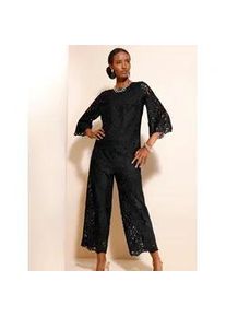 CR&Eacute;ATION L Spitzenbluse CREATION L, Damen, Gr. 44, schwarz, 100% Polyester, unifarben, Rundhals, Blusen Spitzenbluse