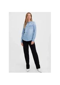 V&eacute;ro Moda Jeansbluse VERO MODA "VMMARIA LS DENIM SLIM SHIRT MIX NEW", Damen, Gr. XL, light blau denim, Denim/Jeans, Obermaterial: 100% Baumwolle, Abriebeffekte, unifarben, figurumspielend h&uuml;ftbedeckend, 1-Knopf-Manschette mit Schlitz, Blusen Jeansbluse