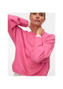 V&eacute;ro Moda Strickpullover VERO MODA "VMBOOM LS O-NECK PULLOVER GA NOOS", Damen, Gr. S, pink cosmos detail:melange, Strick, Obermaterial: 85% Polyester, 7% Polyacryl, 5% Wolle, 3% Elasthan, meliert, loose fit normal, Rundhals, Rippstrickb&uuml;ndchen, Pullover Strickpullover
