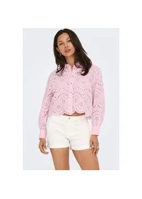 Langarmbluse Only "ONLVALAIS L/S SHIRT WVN NOOS", Damen, Gr. L, pink lady, Web, Obermaterial: 100% Baumwolle, unifarben, loose fit taillenlang, Blusen