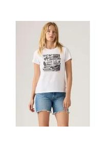 Levi's T-Shirt LEVI'S "LV T-Shirt THE PERFECT TEE NEUTRALS", Damen, Gr. S (36), zine cowboy grid hellwei&szlig;, Jersey, Obermaterial: 100% Baumwolle, bedruckt, normal h&uuml;ftlang, Rundhals, Shirts T-Shirt