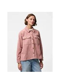 Hemdbluse Pieces "PCEFFI LS SHIRT WVN NOOS", Damen, Gr. L, ash rose, Cord, Obermaterial: 92% Polyester, 8% Nylon, unifarben, loose fit Po-bedeckend, Blusen Hemdbluse, Materialmix, loose fit