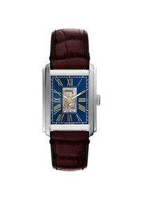 Automatikuhr Fossil "CARRAWAY", braun, blau, Armbanduhren, Herren, Automatikuhr, Armbanduhr, Herrenuhr, Mechanische Uhr, Lederarmband, analog