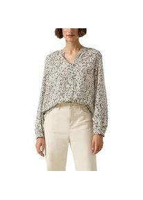Langarmbluse s.Oliver, Damen, Gr. 40, grau floral, Web, Obermaterial: 100% Viskose, gemustert, regular fit normal, Rundhals, elastischer Bund, Blusen, mit All-Over Print