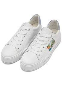 Plateausneaker Ara "CANBERRA", Damen, Gr. 5 (38), wei&szlig;, hellblau, Lederimitat, Veloursleder, kontrastfarbene Details, Schuhe Plateausneaker, Freizeitschuh, Halbschuh, Schn&uuml;rschuh in Bequemweite G (= weit)