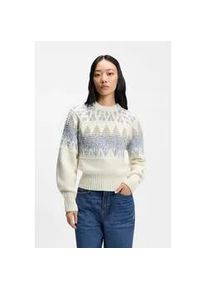 Strickpullover BOSS ORANGE "Farombo Premium Damenmode", Damen, Gr. XL (42), open miscellaneous 962, Strick, Obermaterial: 35% Wolle, 28% Schurwolle, 22% Polyamid, 15% Baumwolle, gemustert, normal, Rundhals, Rippstrickb&uuml;ndchen, Pullover Strickpullover, mit Jacqaurdmuster, Rundhalsform