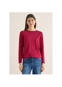 Langarmshirt Cecil, Damen, Gr. XXL (46), beaujolais rot, Web, 80% Baumwolle, 20% Polyester, gestreift, normal normal, U-Boot-Ausschnitt, abgesteppt, Shirts Langarmshirt, im soften Baumwoll-Mix