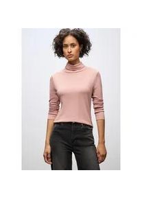 Rollkragenshirt Street One, Damen, Gr. 46, faded rose, Web, 50% Baumwolle, 50% Modal, unifarben, normal normal, hoch geschlossener Ausschnitt, abgesteppt, Shirts, im soften Baumwoll-Mix