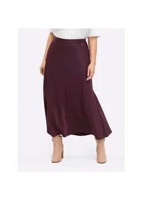 Faltenrock sheego, Damen, Gr. 54, burgund, 74% Viskose, 26% Polyester, unifarben, lang, R&ouml;cke