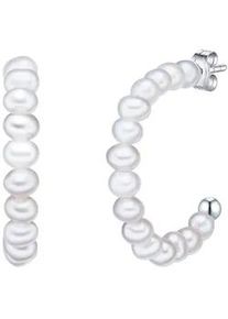 Paar Creolen Valero Pearls "Set: VP757", wei&szlig;, Ohrringe, Damen, 24,3, Silber 925 (Sterlingsilber), f&uuml;r Damen