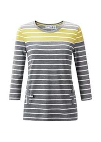 3/4-Arm-Shirt Casual Looks "Shirt", Damen, Gr. 52, anthrazit, zitrone, gestreift, 55% Baumwolle, 45% Polyester, gemustert, gestreift, mehrfarbig, Rundhals, Shirts 3/4-Arm-Shirt