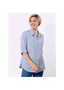 Longbluse Classic Basics, Damen, Gr. 42, himmelblau, wei&szlig;, kariert, 50% Baumwolle, 50% Polyester, gemustert, kariert, Blusen Longbluse