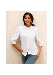 Hemdbluse Classic Basics, Damen, Gr. 46, wei&szlig;, 100% Baumwolle, &Auml;rmel:100% Baumwolle, unifarben, Rundhals, Blusen Hemdbluse