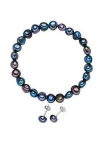 Schmuckset Valero Pearls "Set: X746", dunkelblau, Schmuck_Sets, Damen, Silber 925 (Sterlingsilber), Schmuckset, aus S&uuml;&szlig;wasser-Zuchtperlen