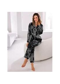 w&auml;schepur Schlafanzug W&Auml;SCHEPUR, Damen, Gr. 52/54, schwarz, champagner, bedruckt, 83% Polyester, 17% Baumwolle, Homewear-Sets Schlafanzug