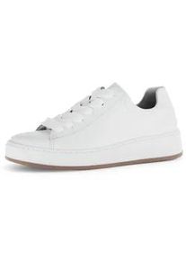 Plateausneaker Gabor "FLORENZ", Damen, Gr. 42, wei&szlig;, Glattleder, Schuhe Plateausneaker, Freizeitschuh, Halbschuh, Schn&uuml;rschuh, dezente Ziern&auml;hte, G-Weite