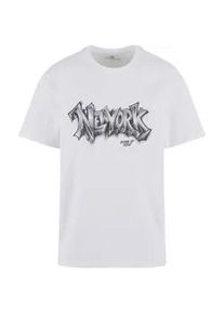 T-Shirt "Upscale by Mister Tee NY Graffiti Oversize Tee", Damen, Gr. XL, wei&szlig;, 100% Baumwolle, UPSCALE BY MISTER TEE, bedruckt, oversize, Rundhals, Shirts T-Shirt