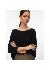 V&eacute;ro Moda Strickpullover VERO MODA "VMNEW NORA 3/4 BOATNECK PULLOVER NOOS", Damen, Gr. S, schwarz, Strick, Obermaterial: 100% Baumwolle, unifarben, regular fit normal, U-Boot-Ausschnitt, Pullover Strickpullover