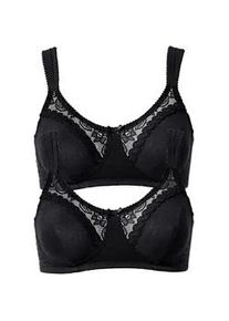 B&uuml;stenhebe bonprix "BH ohne B&uuml;gel mit Baumwolle (2er Pack)", Damen, Gr. 80, Cup B, schwarz, Obermaterial: 95% Baumwolle, 5% Elasthan. Futter: 100% Baumwolle. Spitze: 90% Polyamid, 10% Elasthan, BHs B&uuml;stenhebe, im praktischen 2er Pack, mit Spitze an der oberen H&auml;lfte der Cups