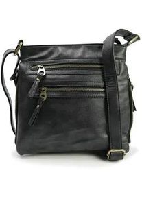 Schultertasche Harpa "LOXLEY", Damen, Gr. B/H/T: 6cm x 24cm x 25cm, schwarz, Polyurethan (PU), unifarben, Taschen Schultertasche, mit vielen F&auml;chern