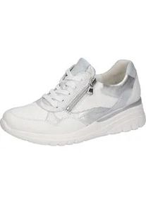 Waldl&auml;ufer Keilsneaker WALDL&Auml;UFER "H-CARLA", Damen, Gr. 8,5 (42,5), wei&szlig;, silberfarben, hellblau, Nappaleder, unifarben mit Farbeinsatz, Schuhe, Schn&uuml;rschuh, Halbschuh, Freizeitschuh mit Rei&szlig;verschluss