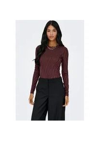 Langarmshirt Only "ONLZELE L/S ROUNDNECK TOP JRS", Damen, Gr. XS, decadent chocolate aop:jose zebra, Jersey, Obermaterial: 95% Polyester, 5% Elasthan, bedruckt, slim fit normal, Rundhals, Shirts Langarmshirt