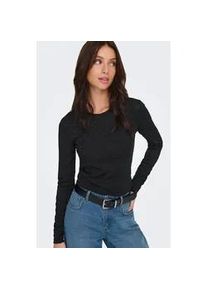 Langarmshirt Only "ONLZELE L/S ROUNDNECK TOP JRS", Damen, Gr. L, schwarz aop:joh leo, Jersey, Obermaterial: 95% Polyester, 5% Elasthan, bedruckt, slim fit normal, Rundhals, Shirts Langarmshirt