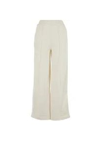 Stoffhose Urban Classics "Urban Classics Damen Ladies Pin Tuck Track Pants", Damen, Gr. L, US-Gr&ouml;&szlig;en, sandwei&szlig;, 100% Polyester, unifarben, loose fit, Hosen Stoffhose