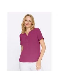 Schlupfbluse Classic Basics, Damen, Gr. 48, erika, 100% Polyester, unifarben, Rundhals, Blusen Schlupfbluse