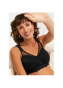 Entlastungs-BH bonprix, Damen, Gr. 75, Cup E, schwarz, Obermaterial: 86% Polyamid, 14% Elasthan. Einsatz: 100% Polyester. Futter: 100% Baumwolle, BHs Entlastungs-BH, mit gepolsterten Tr&auml;gern, mit verstellbarem Verschluss