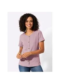 Rundhalsshirt Casual Looks "Rundhals-Shirt", Damen, Gr. 50, mauve, 95% Baumwolle, 5% Elasthan, unifarben, Rundhals, Shirts Rundhalsshirt