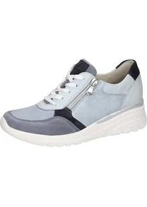 Waldl&auml;ufer Keilsneaker WALDL&Auml;UFER "H-CARLA Soft", Damen, Gr. 4,5 (37,5), hellblau, jeansblau, CrosliteTM, Nappaleder, Nubukleder, Textil, Veloursleder, mehrfarbig, Schuhe, Schn&uuml;rschuh, Halbschuh, Freizeitschuh mit Kontrastbesatz