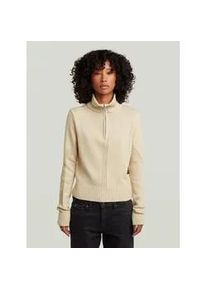 G-Star Raw Longpullover G-STAR "Milano Half Zip Knit", Damen, Gr. S, dk talc, Obermaterial: 100% Baumwolle, Pullover Longpullover