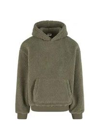 Kapuzenpullover Urban Classics "Urban Classics Oversized Teddy Hoody", Herren, Gr. M, palegr&uuml;n, 100% Polyester, unifarben, ohne Ausschnitt, Pullover Kapuzenpullover
