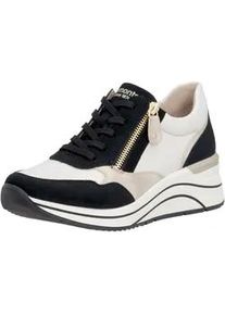 Keilsneaker Remonte, Damen, Gr. 42, muschel, schwarz, Lederimitat, kontrastfarbene Details, Schuhe Sneaker, Freizeitschuh, Halbschuh, Schn&uuml;rschuh, vegane Verarbeitung