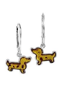 Paar Ohrh&auml;nger OSTSEE-SCHMUCK "- Dackel - Silber 925/000 - Bernstein" Gr. 28, silber (silber 925, silberfarben, wei&szlig;), Ohrringe, Damen, Silber 925 (Sterlingsilber)