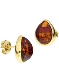 Paar Ohrstecker OSTSEE-SCHMUCK "- Enela - Silber 925/000, vergoldet - Bernstein" Gr. 11, gold (goldfarben, gelb), Ohrringe, Damen, Silber 925 (Sterlingsilber)