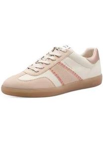 Plateausneaker Tamaris, Damen, Gr. 38, rose kombiniert, Leder, Lederimitat, unifarben mit Farbeins&auml;tzen, Schuhe Plateausneaker, Freizeitschuh, Halbschuh, Schn&uuml;rschuh mit gepolstertem Schaftrand