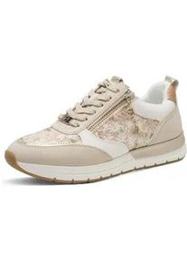 Plateausneaker Tamaris, Damen, Gr. 42, beige kombiniert, Lederimitat, Textil, Schuhe Plateausneaker, Freizeitschuh, Schn&uuml;rschuh, Halbschuh mit Rei&szlig;verschluss au&szlig;en