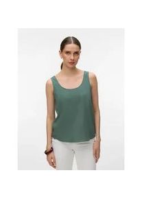 V&eacute;ro Moda Blusenshirt VERO MODA "VMMYMILO S/L TOP WVN GA", Damen, Gr. XL, laurel wreath, Jersey, Obermaterial: 55% Viskose, 45% Leinen, unifarben, regular fit kurz, tiefer Rundhals, Shirts Blusenshirt