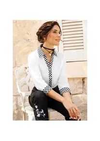 Trachtenbluse Classic Basics, Damen, Gr. 38, wei&szlig;, schwarz, 100% Baumwolle, gemustert, kariert, mehrfarbig, Blusen Trachtenbluse