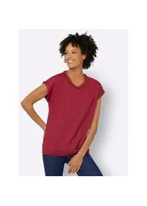 T-Shirt Casual Looks "Shirt", Damen, Gr. 52, rot (kirsche), 100% Baumwolle, unifarben, Rundhals, Shirts T-Shirt