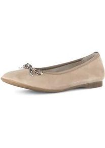 Ballerina Gabor, Damen, Gr. 36, sand, Ziegenveloursleder, Schuhe Ballerina, Businessschuh, Flats, Schlupfschuh mit Zierscheife