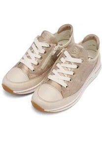 Keilsneaker Ara "OSAKA", Damen, Gr. 6,5, hellbeige, marmor, Glattleder, Schuhe, Freizeitschuh, Halbschuh, Schn&uuml;rschuh mit Wechselfu&szlig;bett, H-Weite