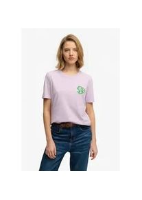 Print-Shirt Superdry "SD&CO NEON RELAXED TEE", Damen, Gr. S, parma violet lila, Single Jersey, Obermaterial: 100% Baumwolle, bedruckt, relaxed fit normal, Rundhals, Shirts