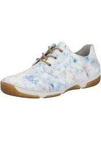 Sneaker Rieker, Damen, Gr. 39, wei&szlig;, blau, Lederimitat, Schuhe Sneaker, Schn&uuml;rschuh, Halbschuh, Casual-Schn&uuml;rer mit softer Innensohle