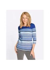 3/4-Arm-Shirt CLASSIC BASICS "3/4-Arm-Shirt", Damen, Gr. 38, jeansblau, ecru, geringelt, 100% Baumwolle, gemustert, gestreift, mehrfarbig, Rundhals, Shirts 3/4-Arm-Shirt